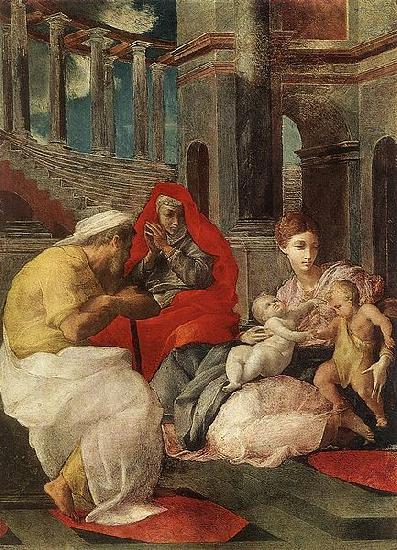 Francesco Primaticcio The Holy Family with Sts Elisabeth and John oil painting picture